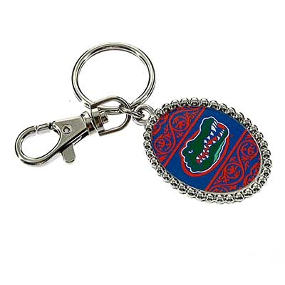 Wholesale oval Key Chain Officially Licensed University Florida Colors Logo Silv