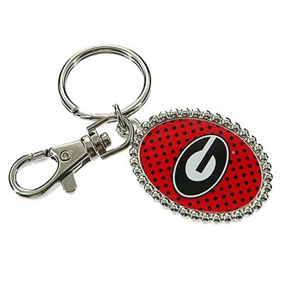 Wholesale oval Key Chain Officially Licensed University Georgia Colors Logo Silv