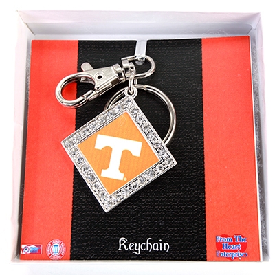Wholesale polished Silver Keyring University Tennessee Logo Textured White Gift