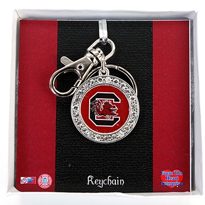 Wholesale polished Silver Keyring University South Carolina Logo Textured White