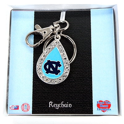 Wholesale polished Silver Keyring University North Carolina Logo Textured White
