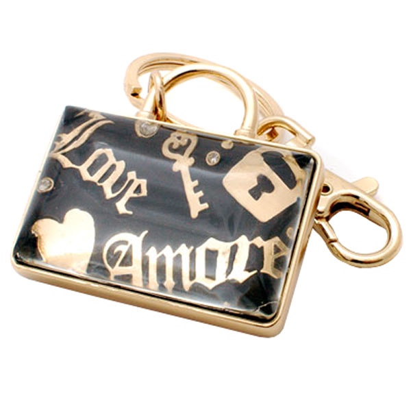 Wholesale handbag Key Chain Purse Charm Clear Acrylic Polished Gold Metal Love A