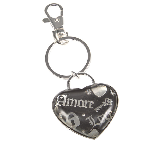 Wholesale black silver amore heart keychain lock key graphics Chain polished sil