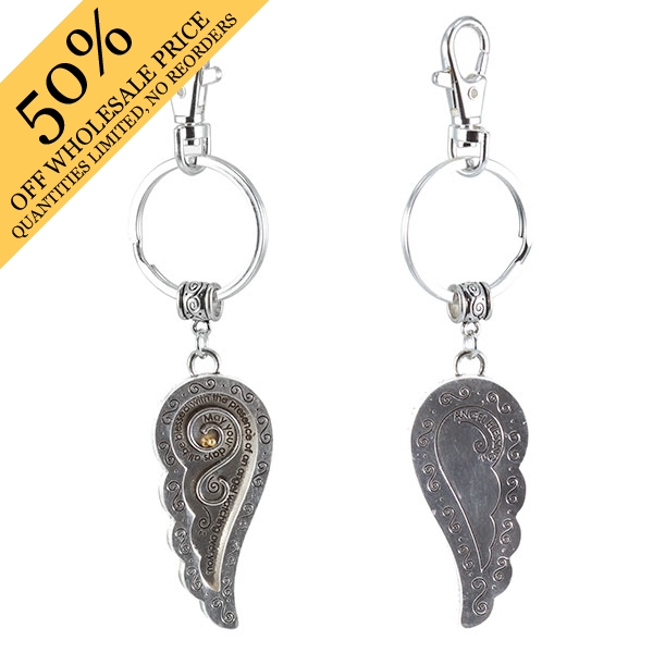 Wholesale silver key chain large angel wing blessing Judson s wholesale fashion