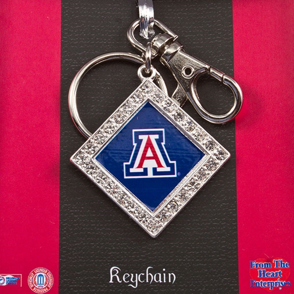 Wholesale arizona Silver keychain diamond frame inset crystal rhinestones center