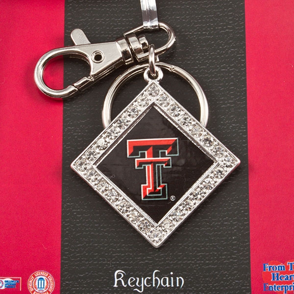 Wholesale texas key chain silver crystal rhinestones center logo