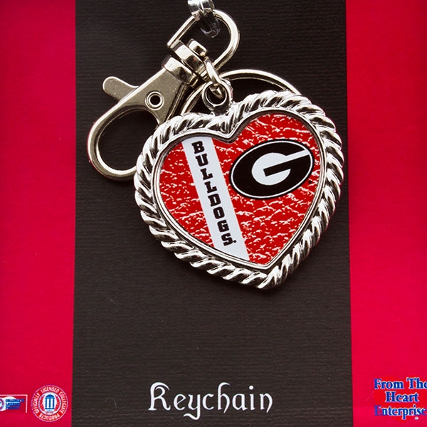 Wholesale silver heart key chain Georgia colors logo