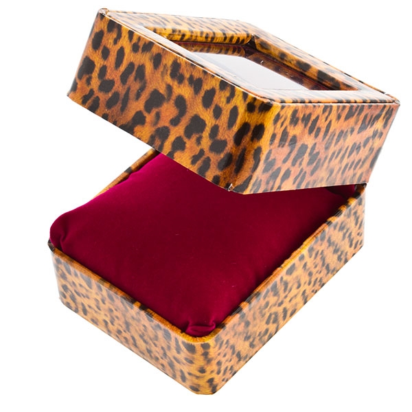 Wholesale market watches leopard print watch gift box fully lined fuschia velvet
