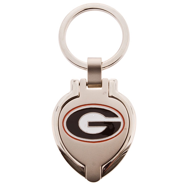 Wholesale brushed Stainless heart locket keychain Georgia logo put game day pict