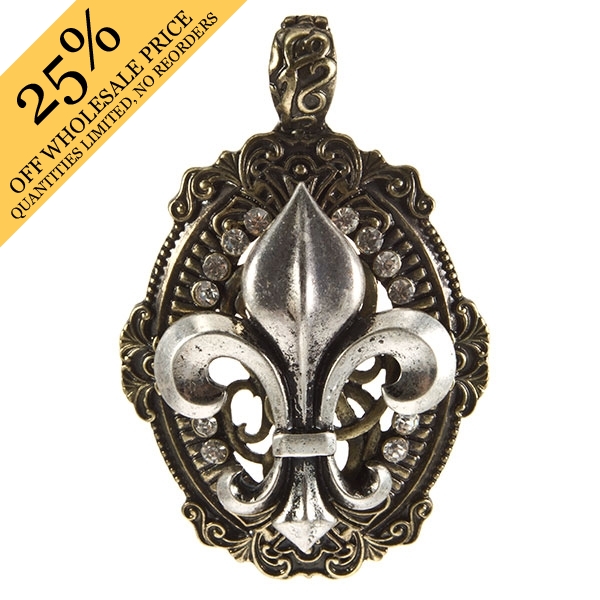 Wholesale gold toned pendant silver toned Fleur De Lis