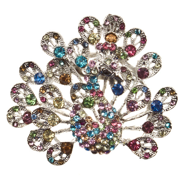 Wholesale colorful rhinestone peacock pin
