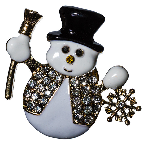 Wholesale inch Snowman pin gold metal base crystal rhinestones