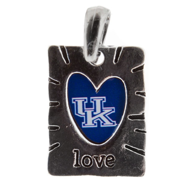 Wholesale sweet Simple Silver hammered metal pendant heart cut out Kentucky logo