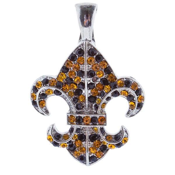 Wholesale silver Fleur de Lis pendant encrusted rhinestones