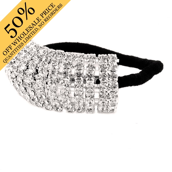 Wholesale crystal rhinestone domed elastic ponytail holder Eleven rows crystal r