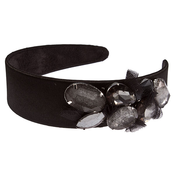 Wholesale black fashion headband faceted topaz jet cabochons Judson s wholesale