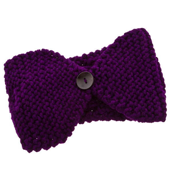 Wholesale crochet deep head wrap button at center One fits all Purple