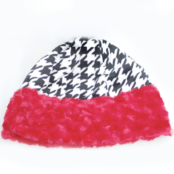 Wholesale houndstooth red fur youth sized hat