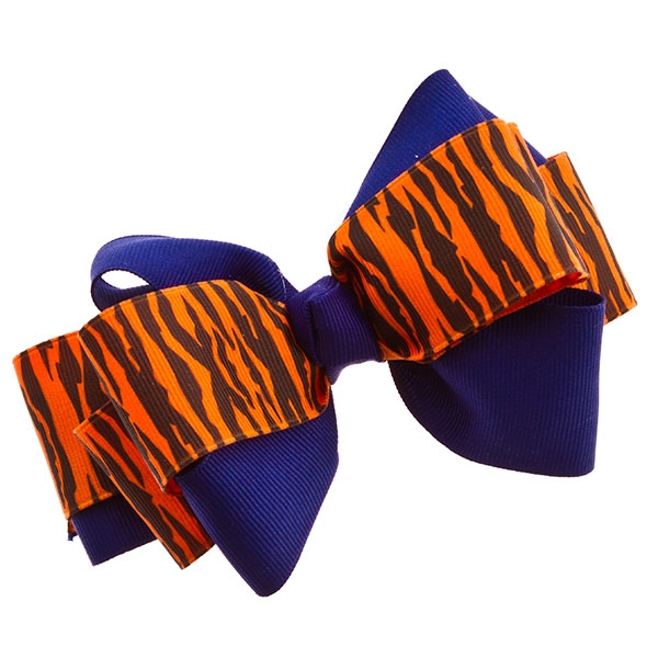 Wholesale orange tiger stripe blue color bow