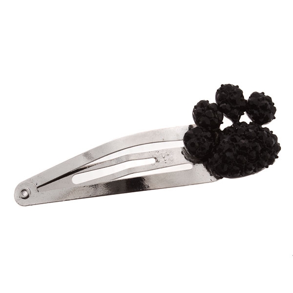 Wholesale silver hair clip topped inch paw encrusted jet black stones