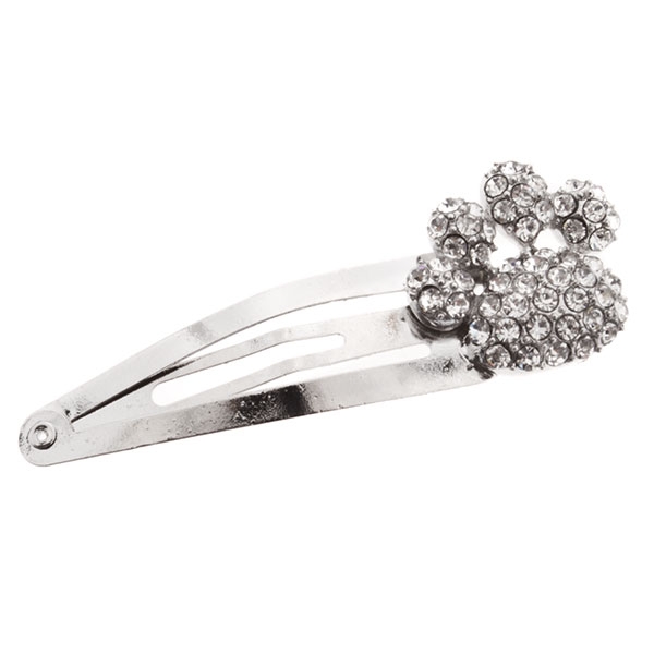 Wholesale silver hair clip topped inch paw encrusted clear rhinestones