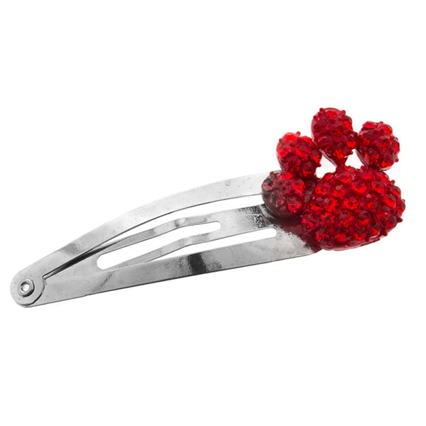 Wholesale silver hair clip topped inch paw encrusted red rhinestones