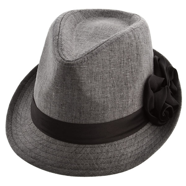 Wholesale charcoal fedora black band floral twist inches diameter