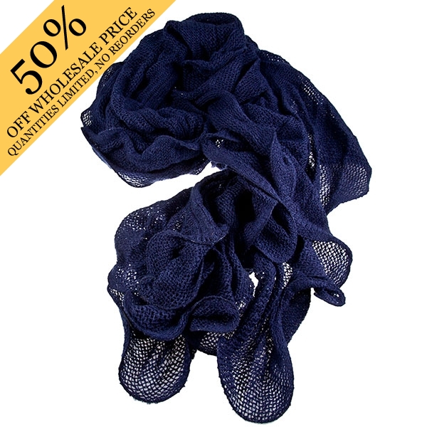 Wholesale navy blue wool collar scarf loose weave measuring inches collar measur
