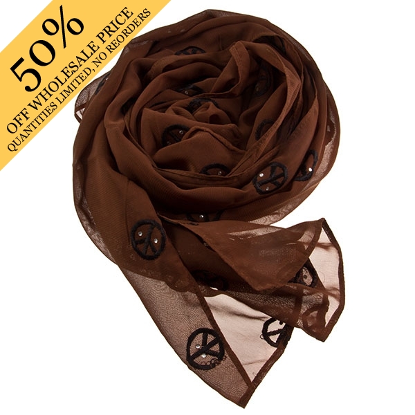 Wholesale chiffon Embroidered Scarf Diamante Light weighted scarf soft silky fee