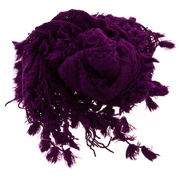 Wholesale lux plumb acrylic blend scarf extra soft fabric fringe