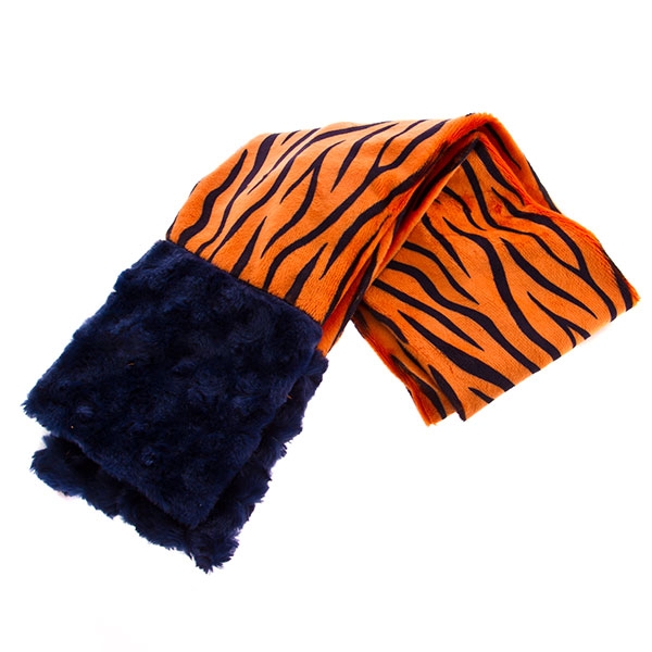 Wholesale orange tiger stripe fabric scarf Navy fur tips Can use tips scarf hand
