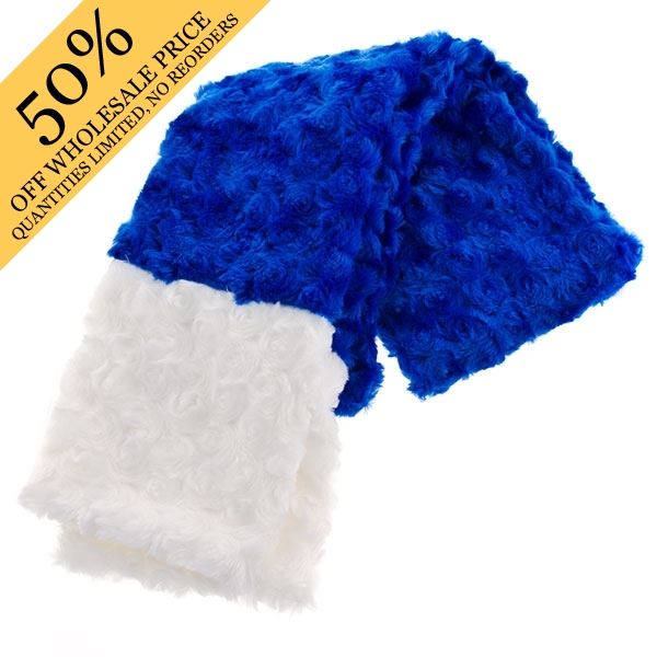 Wholesale royal blue fur fabric scarf white fur tips Tips also used hand warmers