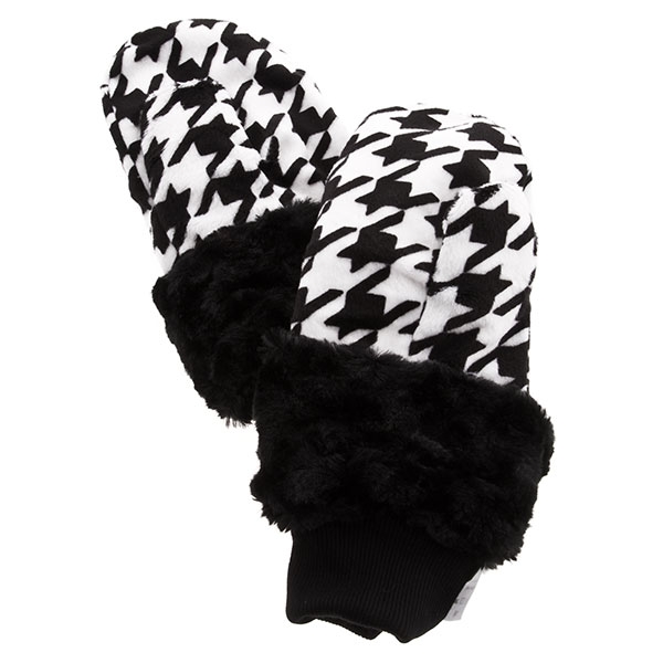 Wholesale houndstooth black youth mittens