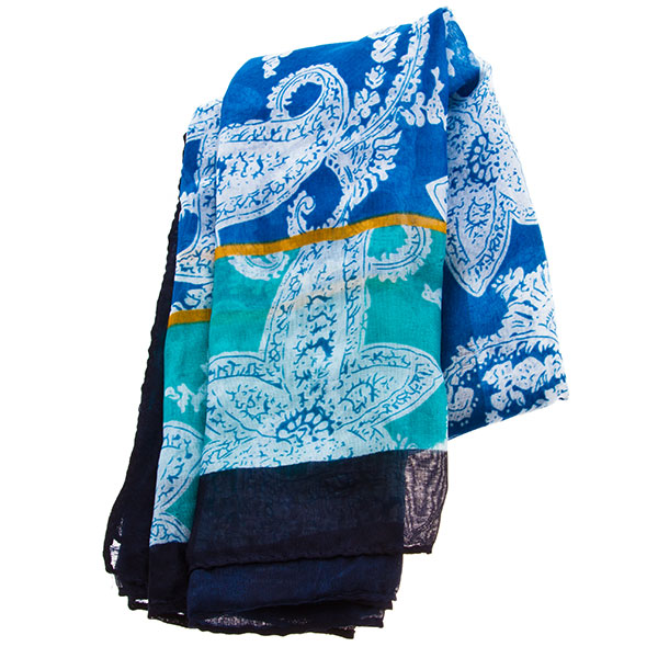 Wholesale sky blue turquoise midnight blue acrylic pattern scarf
