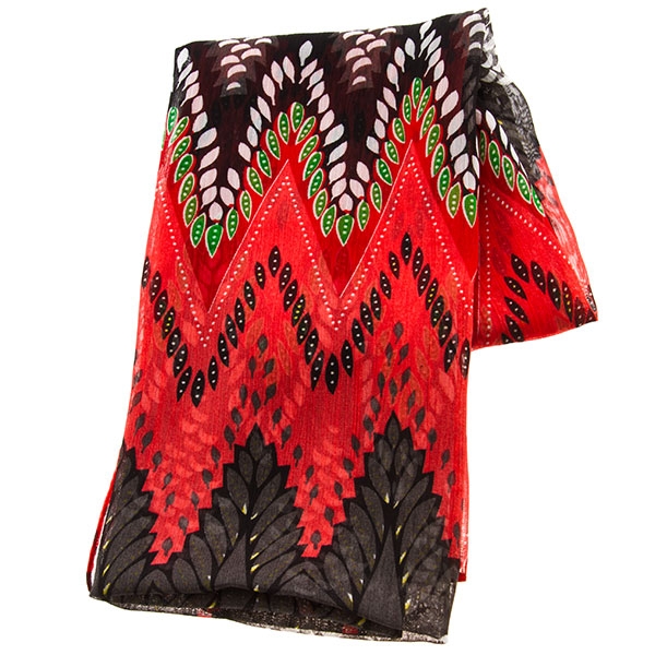 Wholesale rosy Coral smokey gray green fauna acrylic scarf approx
