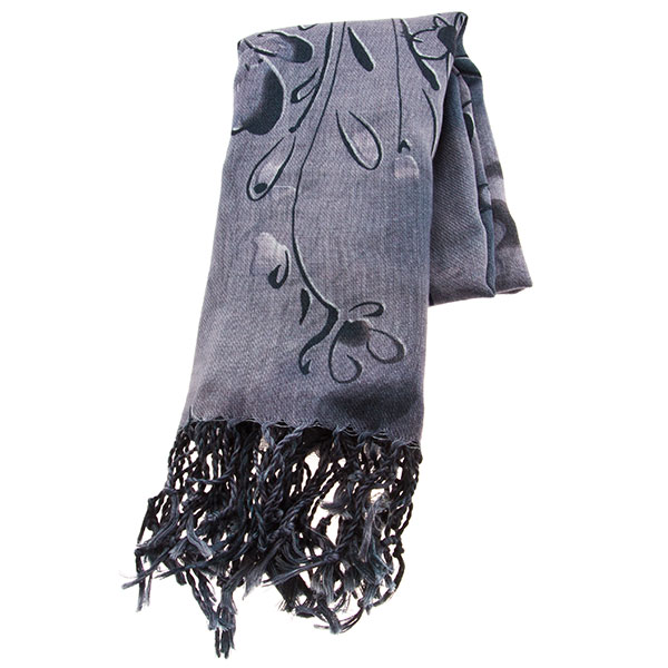 Wholesale green taupe floral pattern acrylic scarf approx
