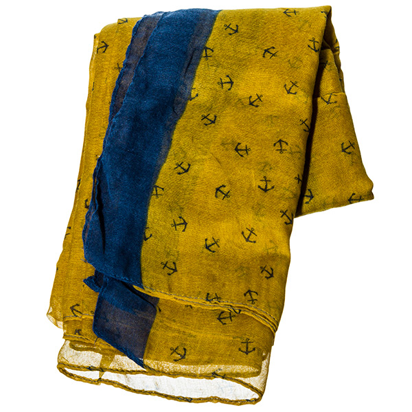 Wholesale lightweight mustard yellow viscose fabric scarf navy blue border navy