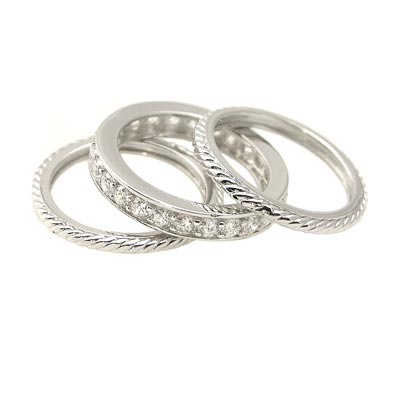 Wholesale sterling Silver Triple Ring Set Bands have Twist Eternity Ring Clear m
