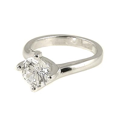 Wholesale sterling Silver Round Solitaire Ring mm AAA CZ Cubic Zirconia