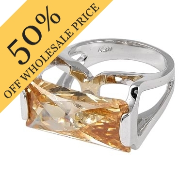 Wholesale fashion Ring Polished Silver Brass mm Champagne Tapered Fancy Cut CZ C