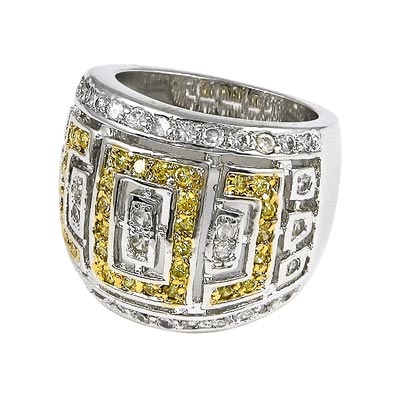 Wholesale fashion Ring Polished Silver Brass mm Yellow Clear Round CZs Cubic Zir