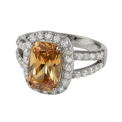 Wholesale sterling Silver Ring Prong Set mm Champagne Fancy Cut CZ Cubic Zirconi