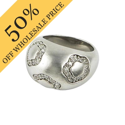 Wholesale brushed Sterling Silver Ring mm Clear Round CZs Cubic Zirconias Set Fl