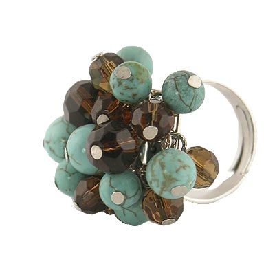 Wholesale turquoise smoky topaz adjustable fashion ring