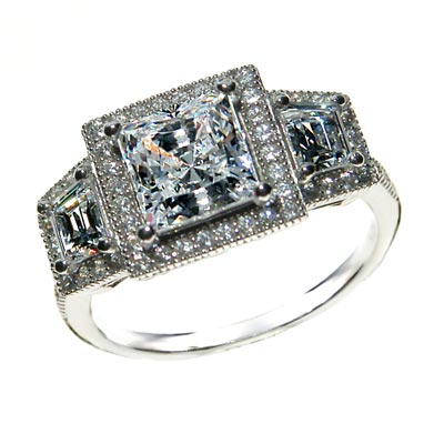 Wholesale sterling Silver Ring Square Clear CZs CZs Mounting Smaller CZs Band