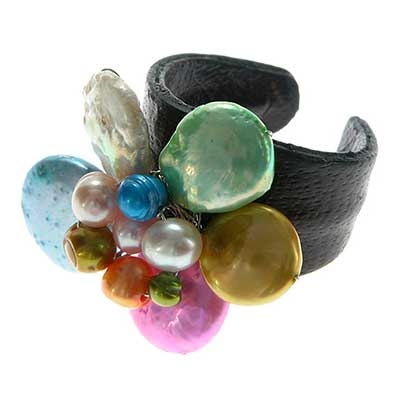 Wholesale multiple Pastel Color Glass Flower Multi Colored Bead Center Ring Leat
