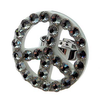 Wholesale cZs White Peace Sign Silver Adjustable Band Ring Ring Approx Diameter