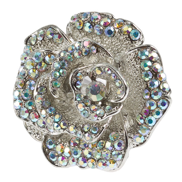 Wholesale diameter flower ring dozens inset multi sized opalescent rhinestones