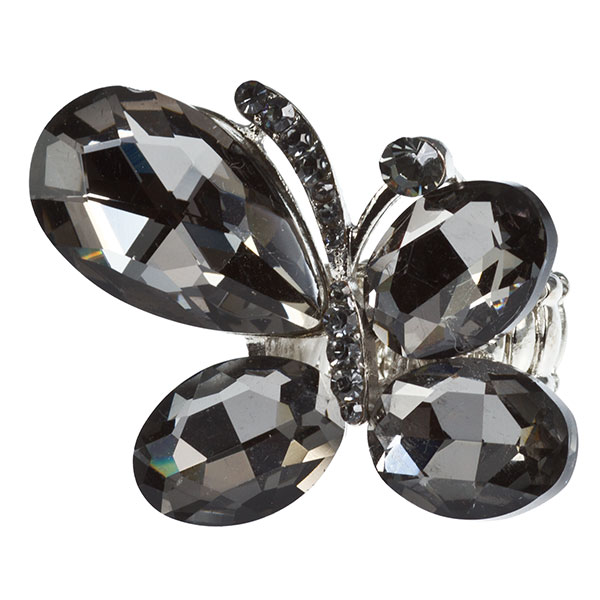 Wholesale amber faceted cabochon butterfly ring silver stretch band