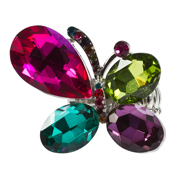 Wholesale amethyst purple jade emerald faceted cabochon rhinestone butterfly rin
